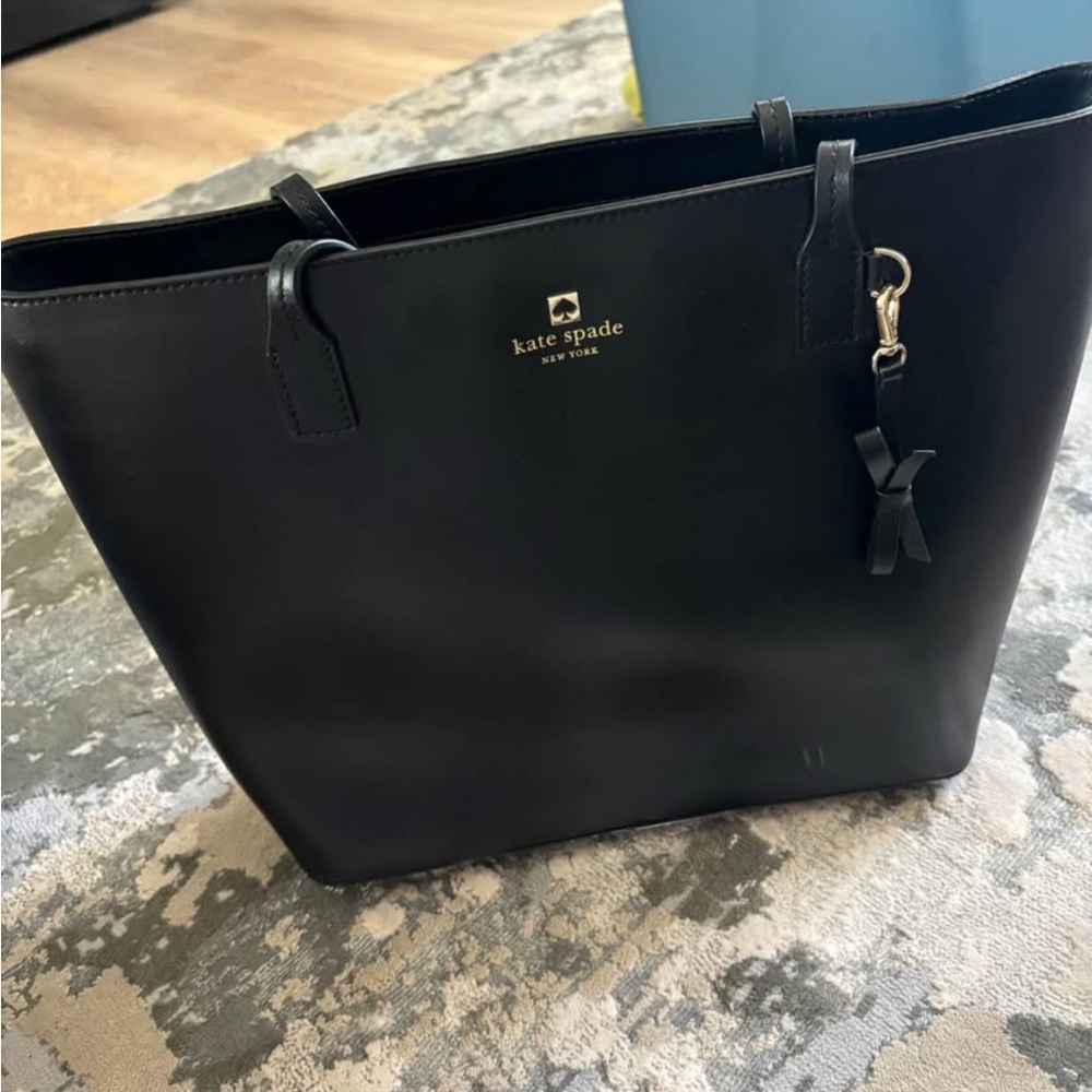 Kate Spade Black Structured Tote with Gold Accents